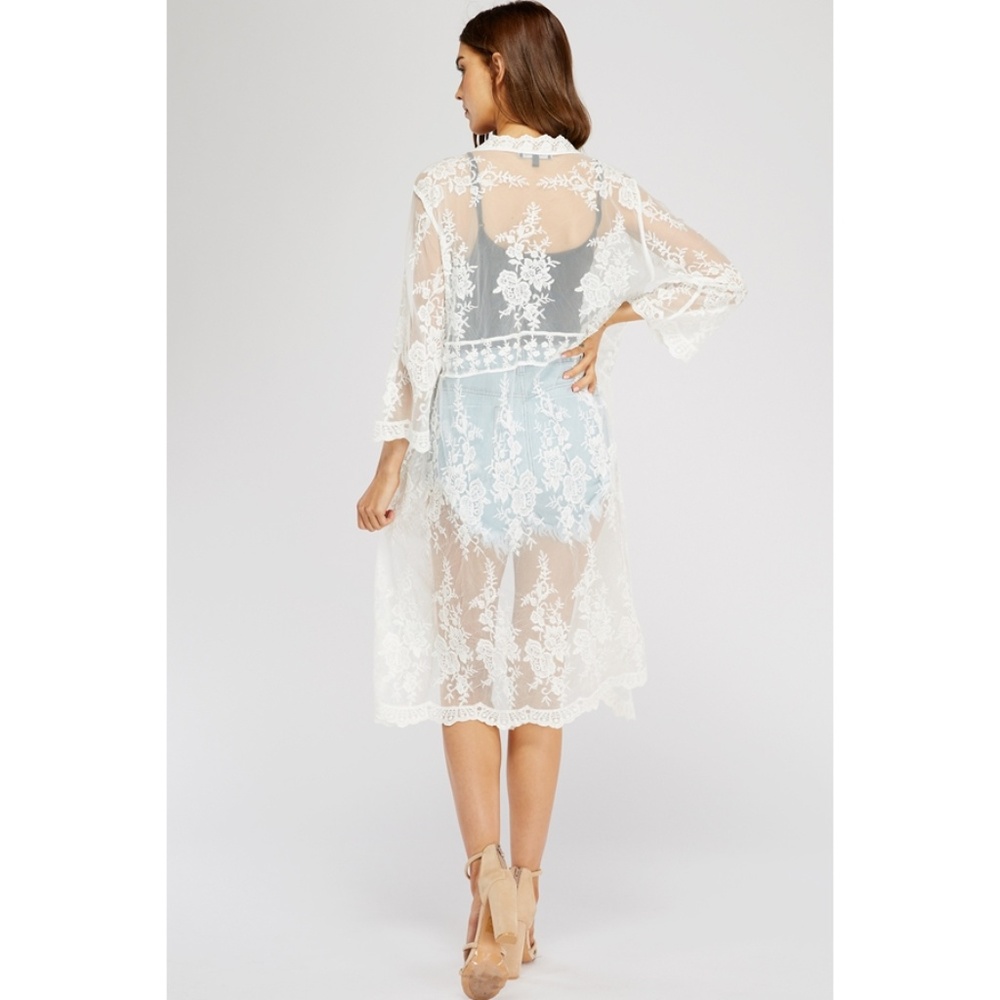 NWT Lace Kimono Cardigan in Ivory - Picture 1 of 7